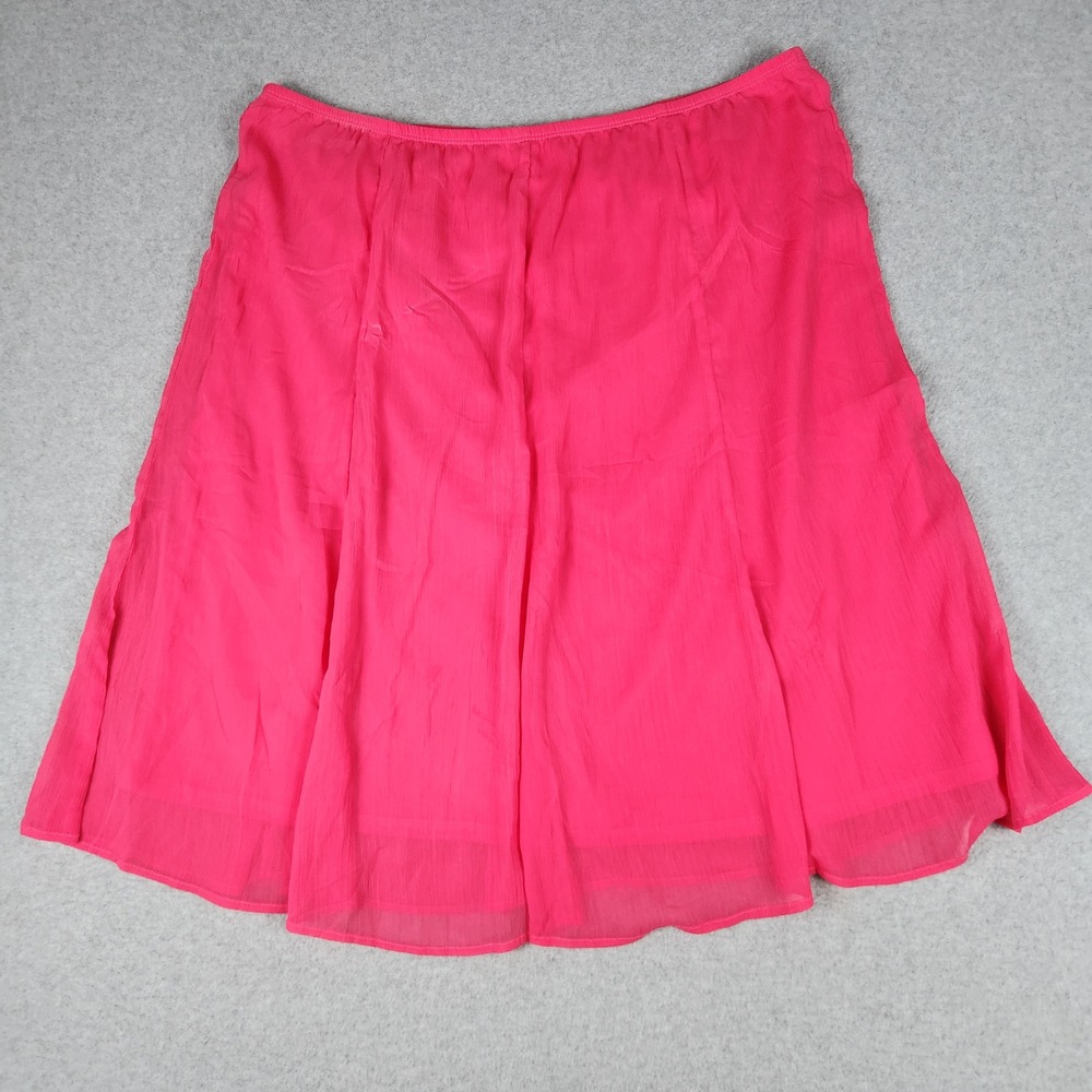 CJ Banks A-Line Skirt Womens 1X Pink Chiffon Overlay Lined Academia Classic Fit